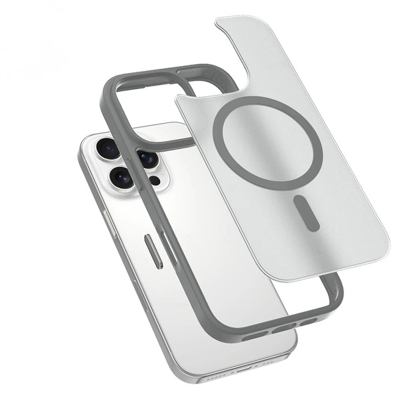 Carcasă ERBORD MagSafe pentru iPhone 16 Pro, Matte Case, buton activ, mat / gri titan