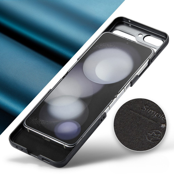 Husă pentru Samsung Galaxy Z Flip7 FE / Z Flip6, CASEME Litchi Leather, albastru