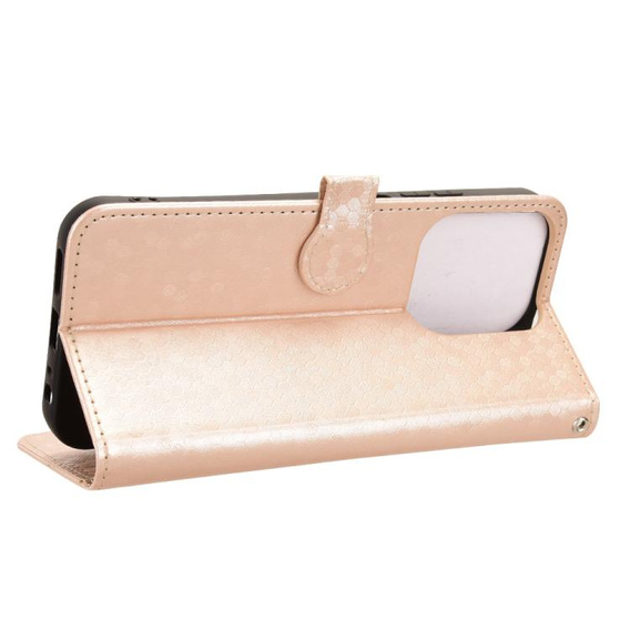 Husa cu clapetă pentru Xiaomi Redmi 15C 4G/LTE, Wallet Rhombus, de aur
