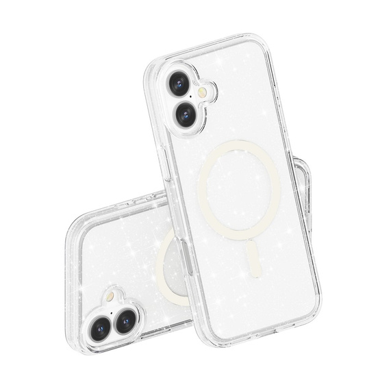 Husă pentru iPhone 17, pentru MagSafe, glitter, transparentă