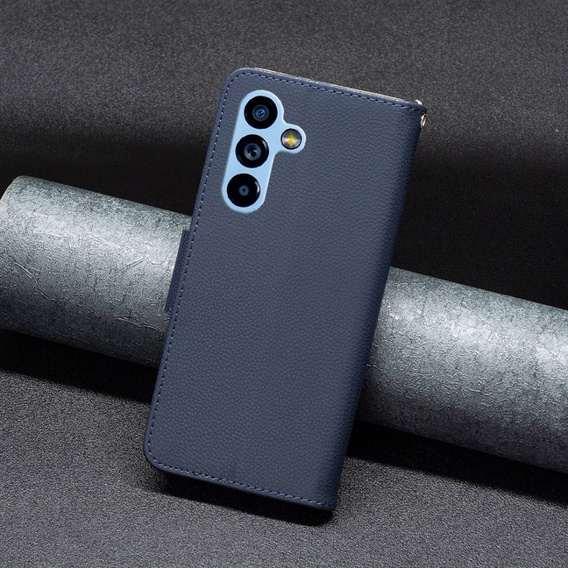 Cu clapetă pentru Samsung Galaxy A54 5G, Wallet Litchi Magnet, albastru închis