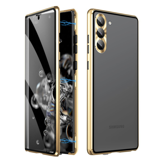 Husa pentru Samsung Galaxy S23, Magnetic Dual Glass, de aur