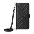 Carcasă cu clapetă pentru Xiaomi Redmi A5, Crossbody Leather Wallet, negru