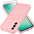 Carcasa pentru Samsung Galaxy A26, Silicone Heart, roz + Sticlă temperată 9H