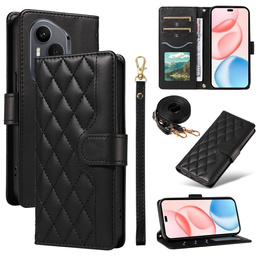 Carcasă cu clapetă pentru Honor 400 Pro 5G, Crossbody Leather Wallet, negru