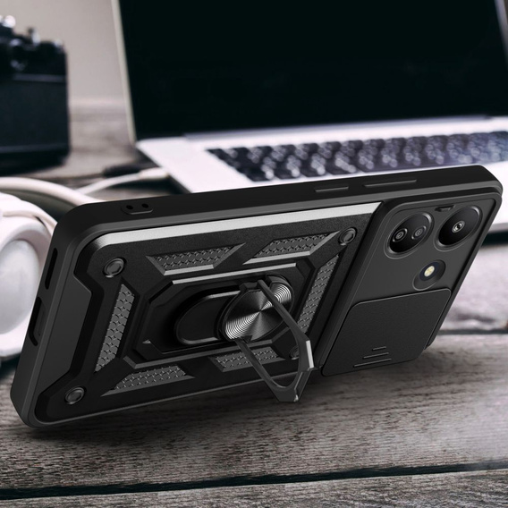 Husă blindată pentru Xiaomi Redmi 13C / Poco C65, CamShield Slide, negru