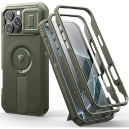 Husă blindată pentru iPhone 16 Pro Max, Dexnor CamProtect MagSafe, verde (Două rame)