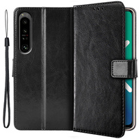 Cu clapetă pentru Sony Xperia 1 IV, Crazy Horse Wallet, negru