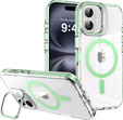 Husă pentru iPhone 17, pentru MagSafe, cu suport, transparentă cu inserții verzi
