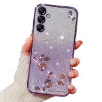 Husă pentru Samsung Galaxy A25 5G, Glitter Flower, violet