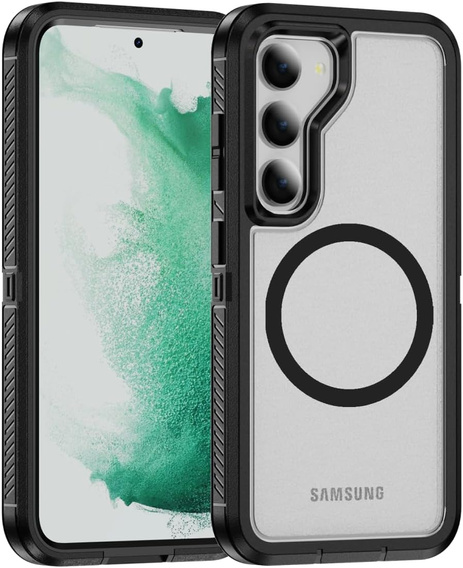 Carcasă cu ramă pentru Samsung Galaxy S23 FE, pentru MagSafe, transparent / negru