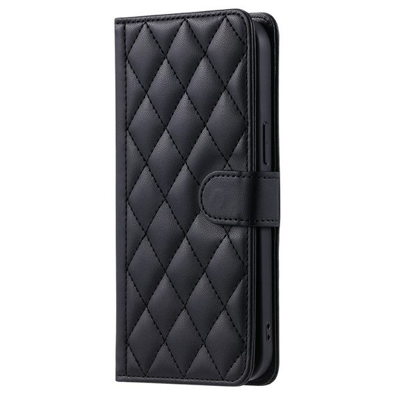 Husă cu clapetă pentru Samsung Galaxy S25 FE, Rhombus Crossbody Leather, negru