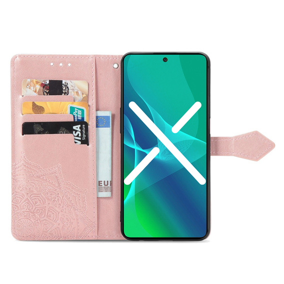 Cu clapetă pentru Realme 9i / Oppo A96, Mandala, roz rose gold