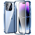 Husa pentru iPhone 15 Pro, Magnetic Dual Glass, albastru