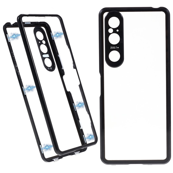 Husa pentru Sony Xperia 1 V, Magnetic Dual Glass, negru