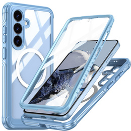 Husă pentru Samsung Galaxy S25 FE, Shockproof, cu sticlă, pentru MagSafe, albastru