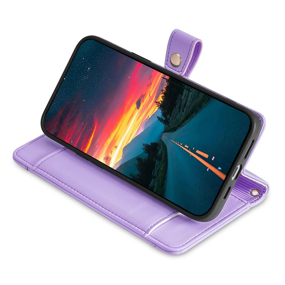 Cu clapetă pentru Realme 14 Pro 5G, Wallet Zipper Pocket, violet
