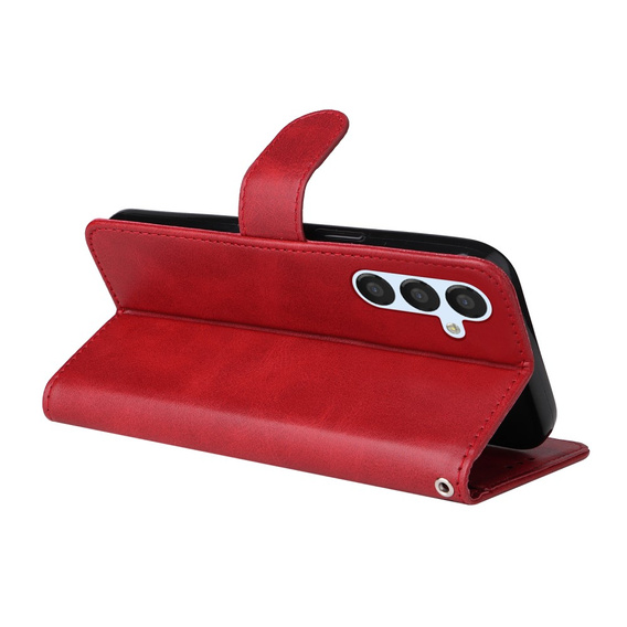 Cu clapetă pentru Samsung Galaxy A54 5G, Leather Wallet, roșu