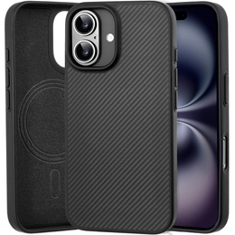 Husă pentru iPhone 16, Aramid Fiber Cover, negru