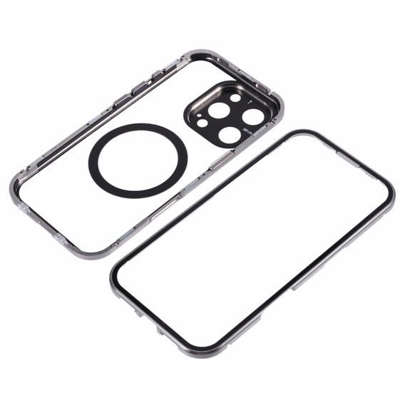 Carcasa Magnetic Dual Glass MagSafe pentru iPhone 16 Pro Max, titan