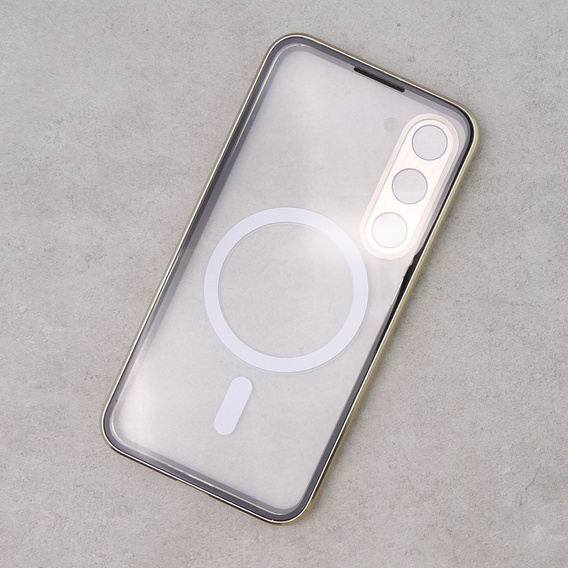 Carcasa Magnetic Dual Glass MagSafe pentru Samsung Galaxy S23, de aur