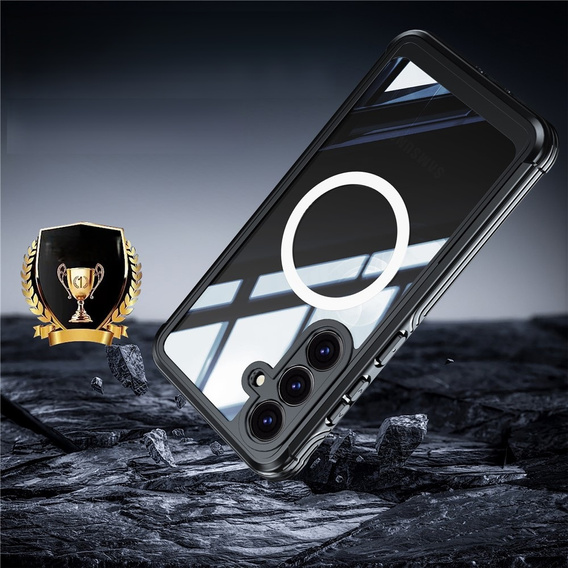 Husă pentru Samsung Galaxy S25 FE, Shockproof, cu sticlă, pentru MagSafe, negru