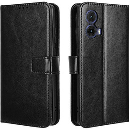 Cu clapetă pentru Motorola Moto G85, Crazy Horse Wallet, negru