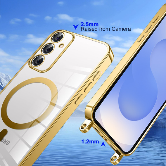 Husă pentru Samsung Galaxy S25+ Plus, Electro MagSafe, de aur + Lanyard