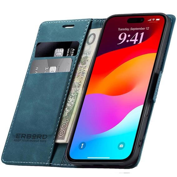 ERBORD Vintage caz - flip portofel pentru iPhone 17 Pro Max