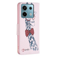 Cu clapetă pentru Xiaomi Redmi Note 13 Pro 5G, Wallet, Giraffe roz