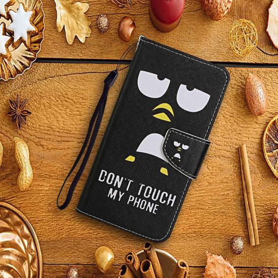 Cu clapetă pentru Xiaomi Redmi 13C / Poco C65, Wallet, Don't Touch My Phone, negru