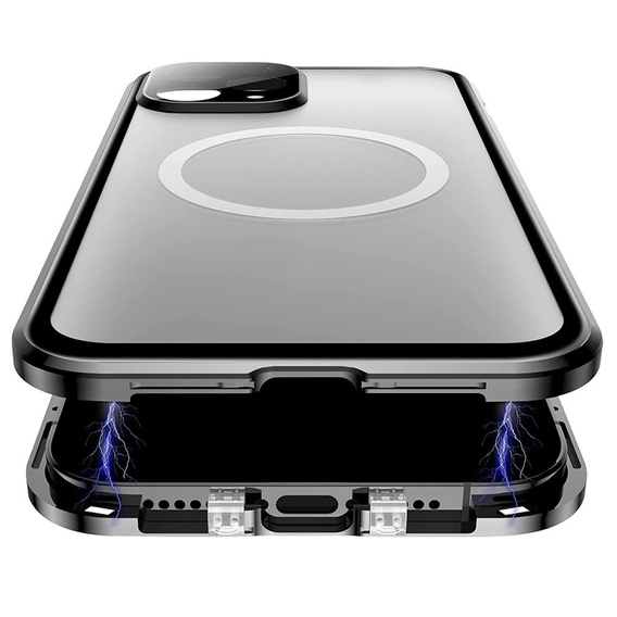 Carcasa Magnetic Dual Glass MagSafe pentru iPhone 12 Pro Max, negru