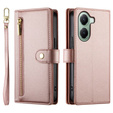 Cu clapetă pentru Xiaomi Poco X7 Pro 5G, Wallet Zipper Pocket, roz