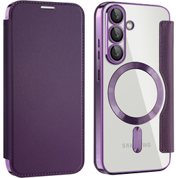 Cu clapetă pentru Samsung Galaxy S25+ Plus, RFID Wallet MagSafe CamShield, violet
