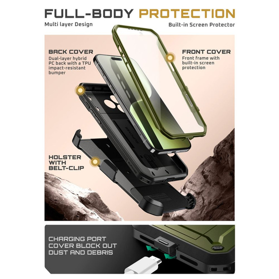 Carcasă Supcase pentru iPhone 17 Pro Max, Unicorn Beetle Pro, Guldan