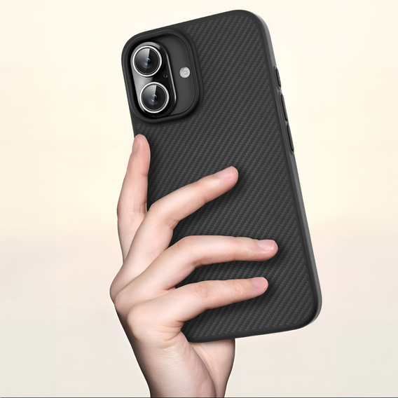 Husă pentru iPhone 16, Aramid Fiber Cover, negru