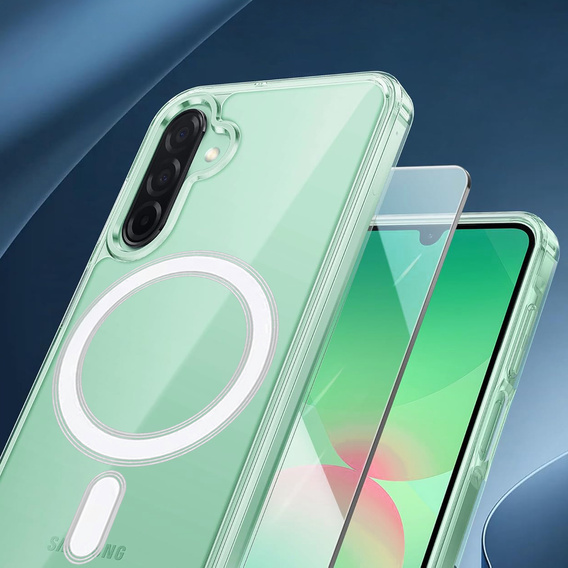 Carcasa pentru Samsung Galaxy A56 5G, Dropproof MagSafe, transparentă + sticlă temperată 9H