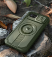 Carcasă blindată pentru iPhone 16 Pro Max, Dexnor CamProtect MagSafe, verde