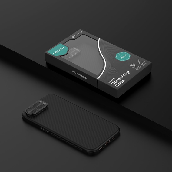 Carcasă pentru iPhone 16e, carcasă blindată Nillkin, Carboprof Case, pentru Magsafe, negru