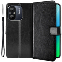 Cu clapetă pentru Xiaomi Redmi 12C, Crazy Horse Wallet, negru