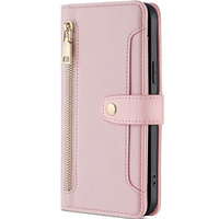 Cu clapetă pentru Honor Magic5 Lite, Wallet Zipper Pocket, roz