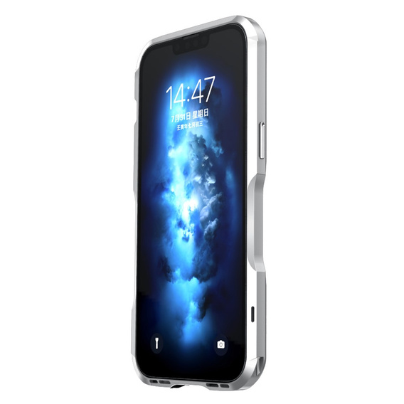 Husa LUPHIE pentru iPhone 14, Armor Bumper, de argint