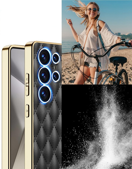 Husă pentru Samsung Galaxy S25 Ultra, Leather Rhombus, negru