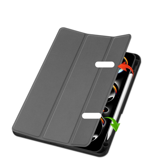 Husă pentru iPad Pro 11" 2024 (5 gen.), Smartcase cu spațiu pentru stylus, gri