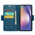 Husă pentru Samsung Galaxy A55, ERBORD Glossy Litchi, portofel cu clapetă, albastru