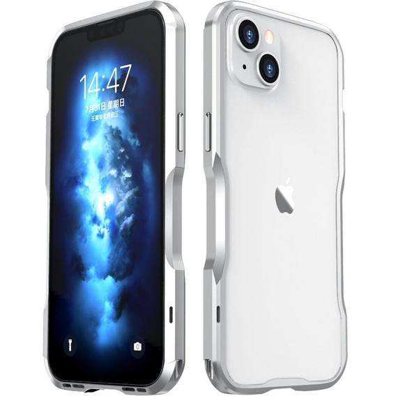 Husa LUPHIE pentru iPhone 14, Armor Bumper, de argint