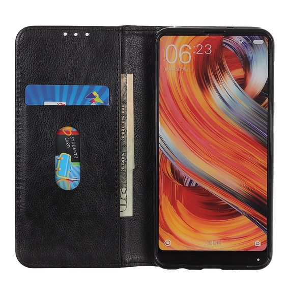 Huse pentru Xiaomi Redmi Note 12S, Wallet Litchi Leather, negru