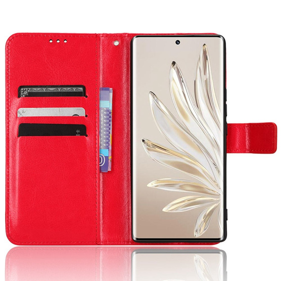Cu clapetă pentru Honor 70 5G, Crazy Horse Wallet, roșu