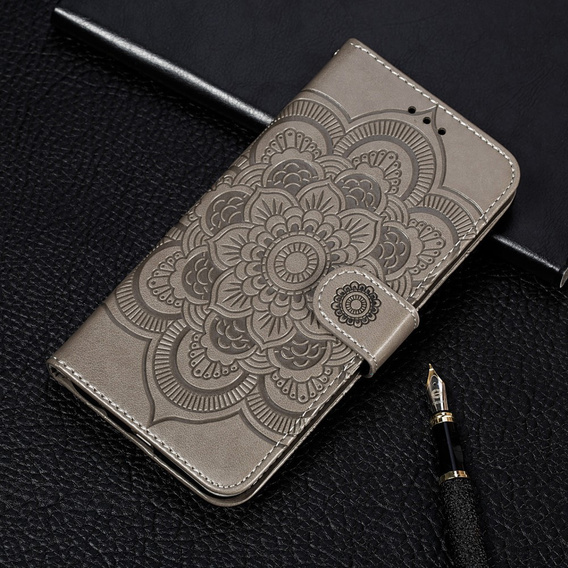 Cu clapetă pentru Xiaomi Redmi Note 9s/ 9 Pro, Mandala Flower, gri