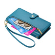 Cu clapetă pentru Samsung Galaxy S25, Wallet Zipper Pocket, albastru